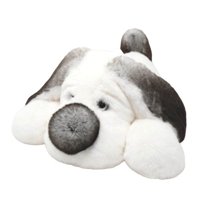 Peluche chien blanc et gris 30cm