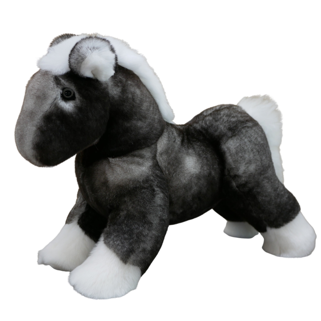 Grand Peluche : Cheval Noir Couche 61cm - Peluche Enfant - Doudou