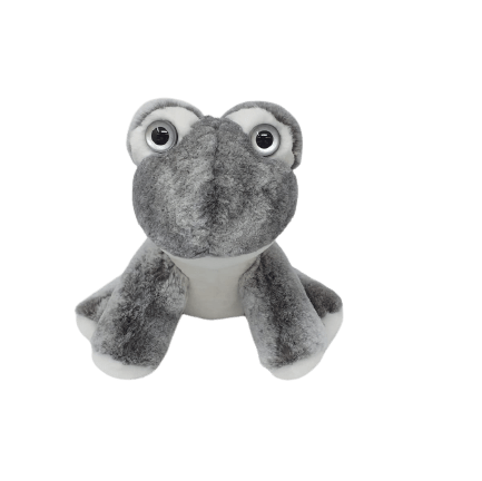 Peluche grenouille gris marbre face